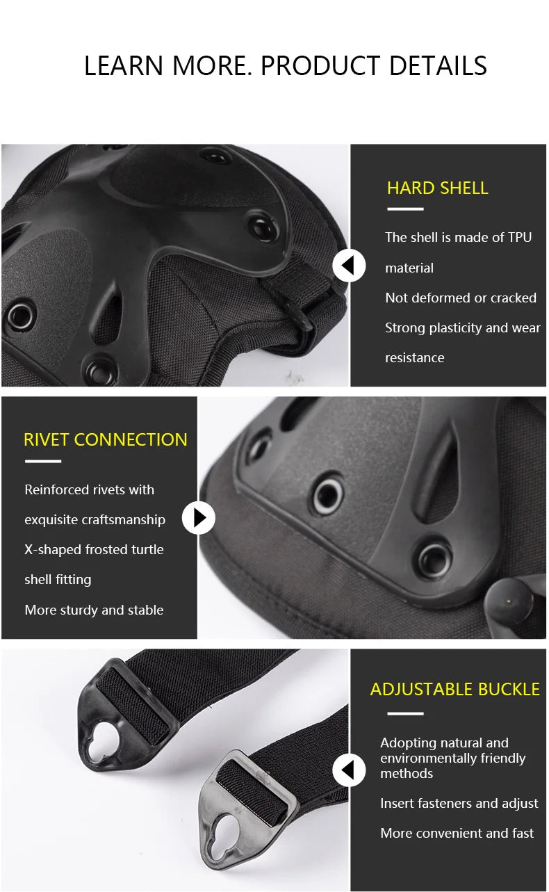 Outdoor Tactical Protective Gear Set Of 4 Knee Pads Elbow Pads For Outdoor Cycling Mountaineering And Hiking Protection Sports