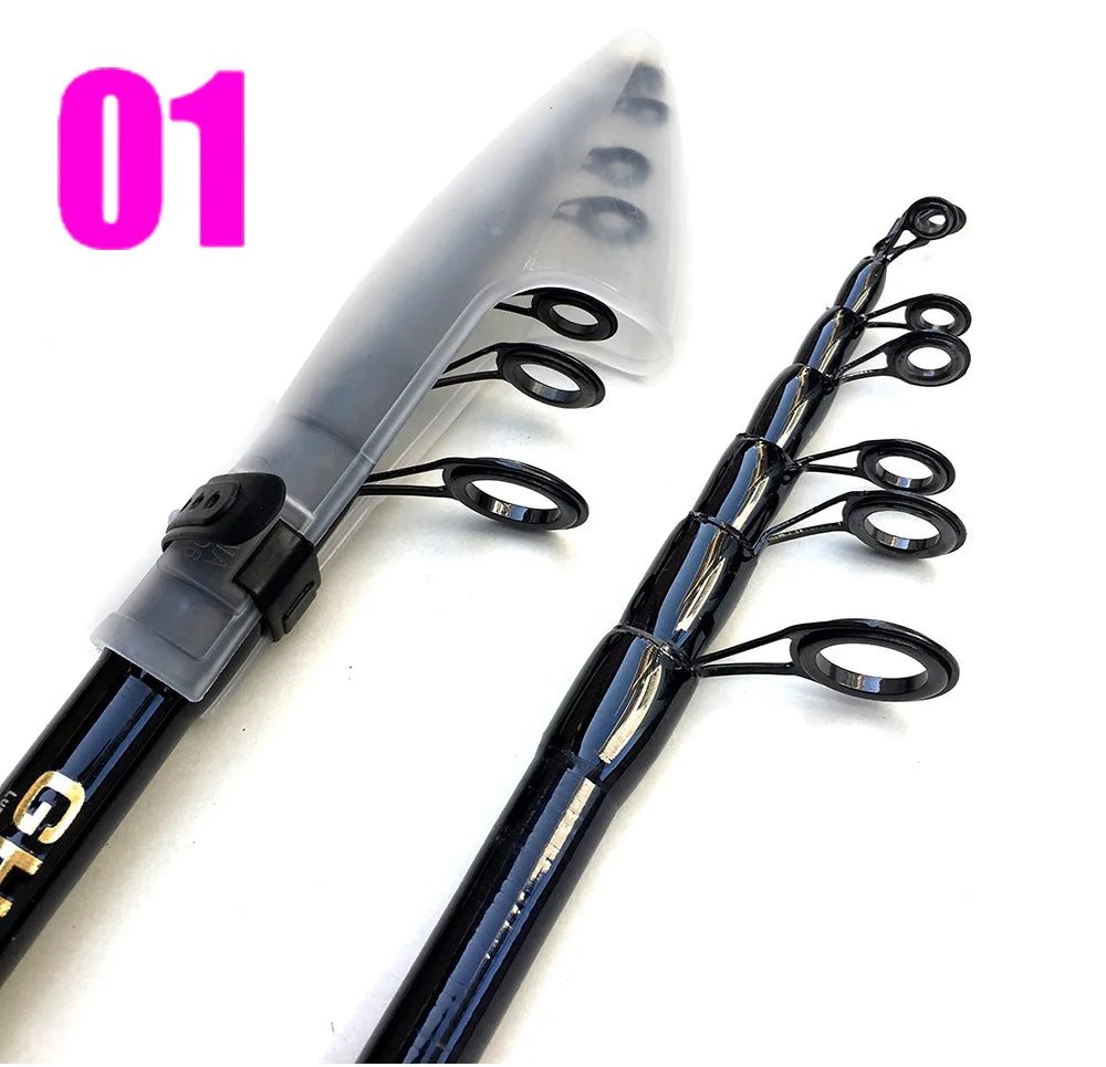 1.6-2.4m Telescopic Fishing Rods Ultralight Weight Spinning Casting Carbon Pole Fishing Accessories Lure Weight 10-30g