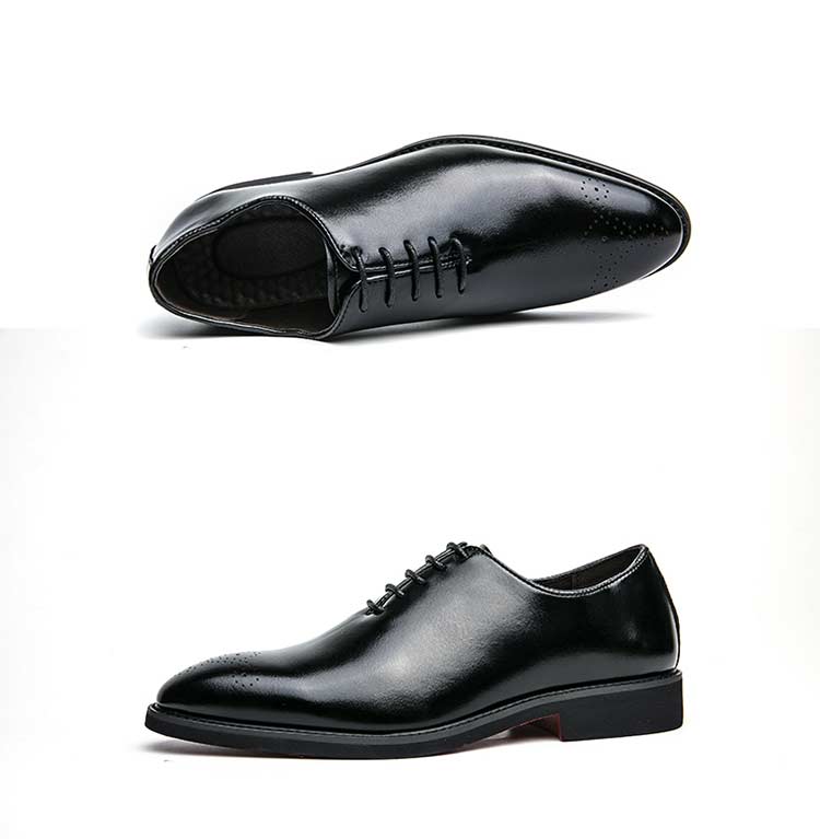 Men's Black Brogue Shoes Lace-Up Round Toe Formal Office Spring Autumn