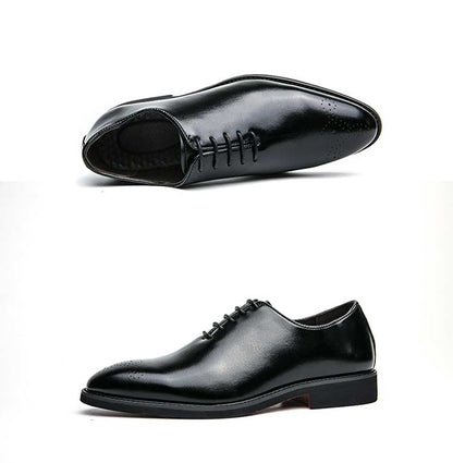 Men's Black Brogue Shoes Lace-Up Round Toe Formal Office Spring Autumn