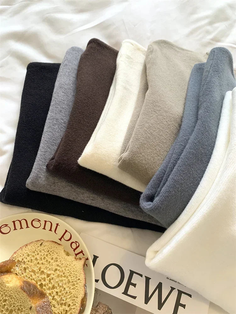 2025 Solid Sweater Women Half Turtleneck Knitted Pullovers Harajuku Korean Soft Warm Knitwear Autumn Winter Fashion Slim Jumpers