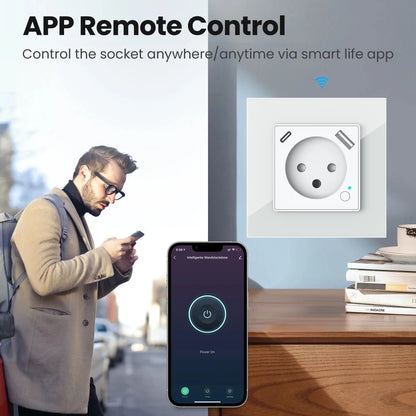 WiFi Smart Wall Socket EU Plug With USB C PD 20W Port