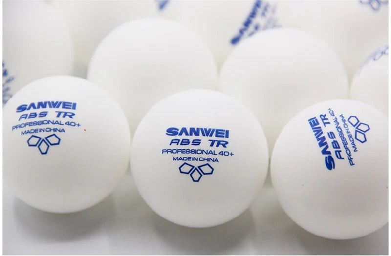SANWEI 50/100pcs 3 Star TR Table Tennis Balls White ABS New Material with Seamed 40+ Professional Ping Pong Balls for Training