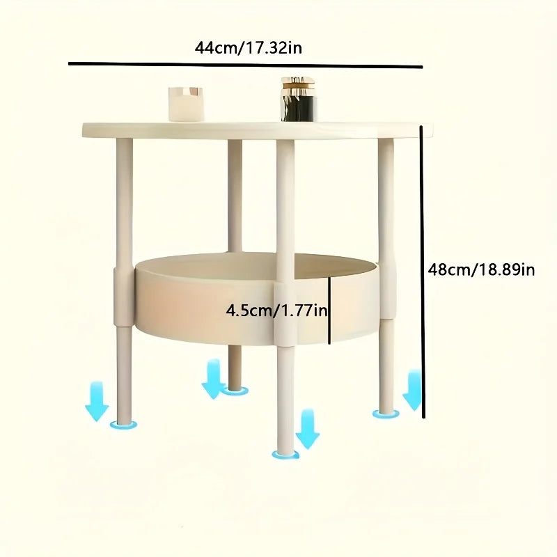 [Stylish Side Table] Stylish Modern Round Side Table with Storage Shelf | Space-Saving, Lightweight for Living Room, Bedroom