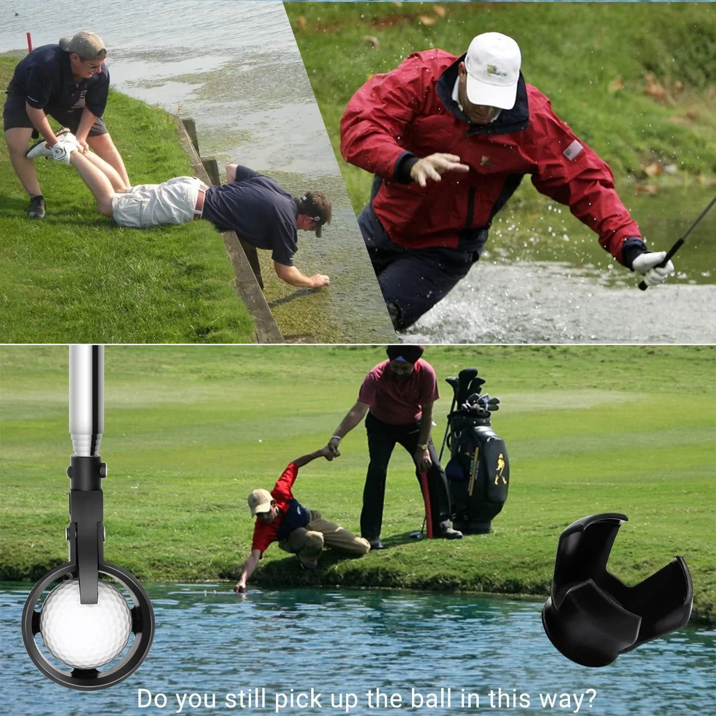 Golf Ball Retriever for Water Telescopic Portable Golf Ball Picker Steel Golf Ball Pick Up Grabber With Automatic Locking Scoop