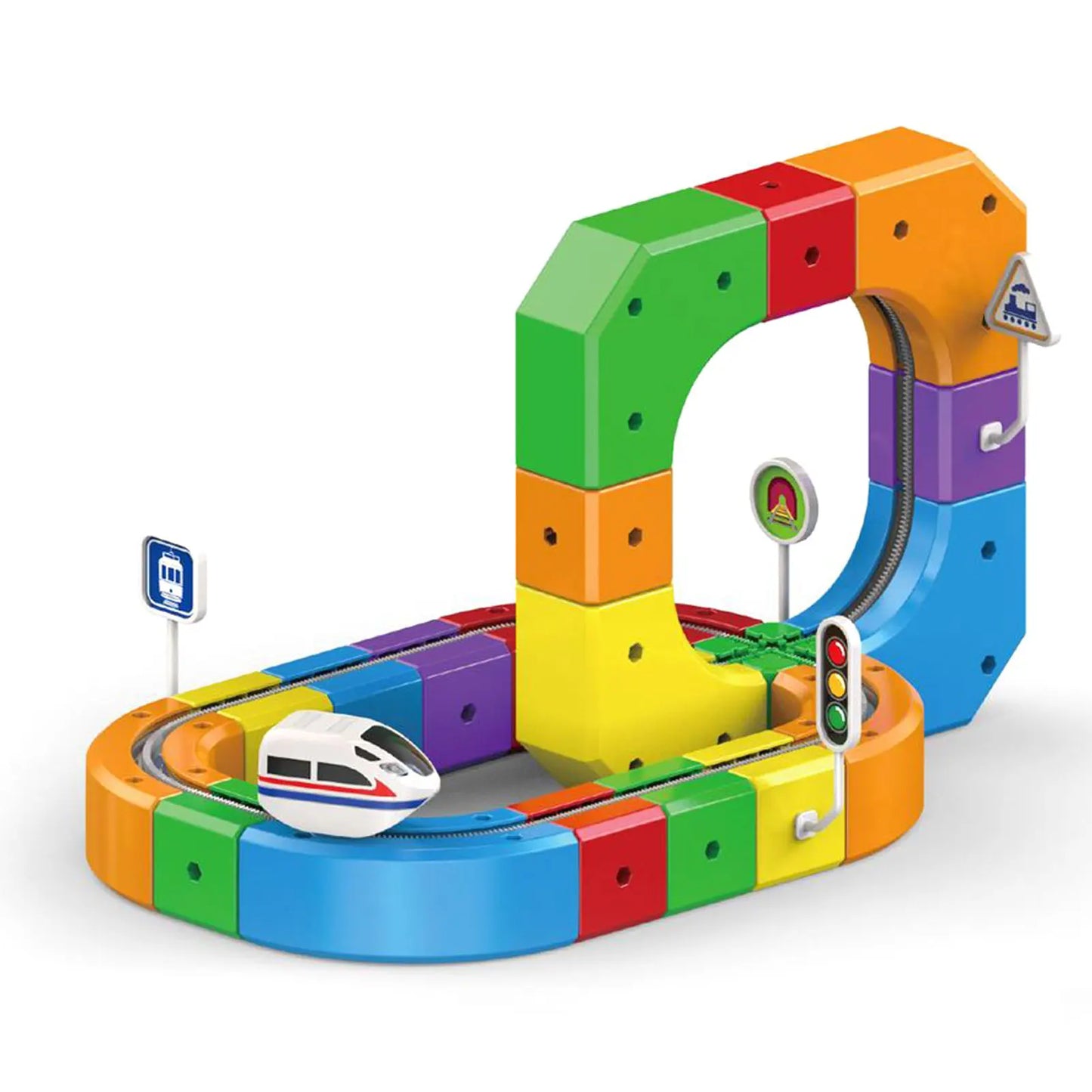 Trains Race Railway Play Game Set Rechargeable Trains 3D Clip-Fit Building Blocks System Modulars STEMs Educational Toy Present