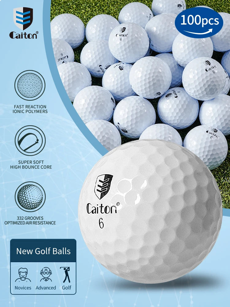 Caiton 100pcs 3-Layer Golf Balls - High Performance, Long Distance, Spin Control, Durable, High Accuracy - Training & All Levels