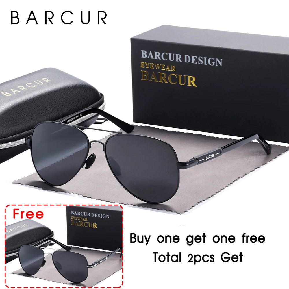 BARCUR Polarized Mens Sunglasses Pilot Sun Glasses for Men Accessories Driving Fishing Hiking Eyewear Oculos Gafas De Sol