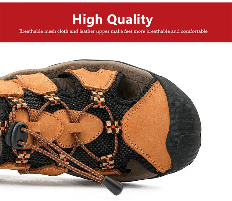 Blue Retro Leather Sandals Men Plus Size 48 Platform Sandals for Man High-quality Summer Men Shoes Comfortable Beach Sandals Man