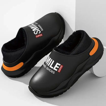 Mens Slippers Winter Warm Shearling Lining Indoor Outdoor Rubber Insole