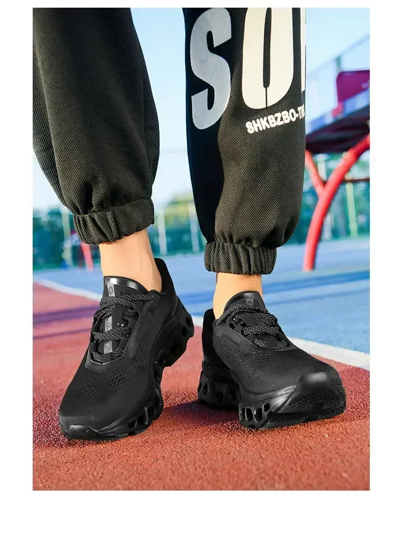 Men's Sports Shoes Breathable Polyester Upper PU Running Shoes Rubber Outsole