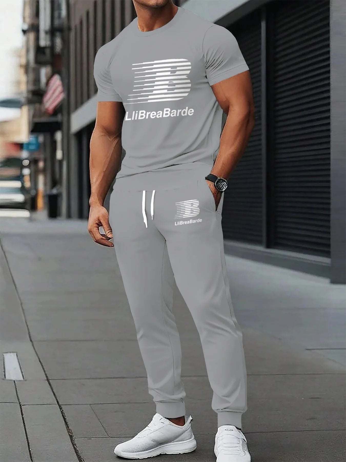 2025 Summer New Street Sports Lightweight, Comfortable, Soft, casual and fashionable 3D letter printed breathable men's set