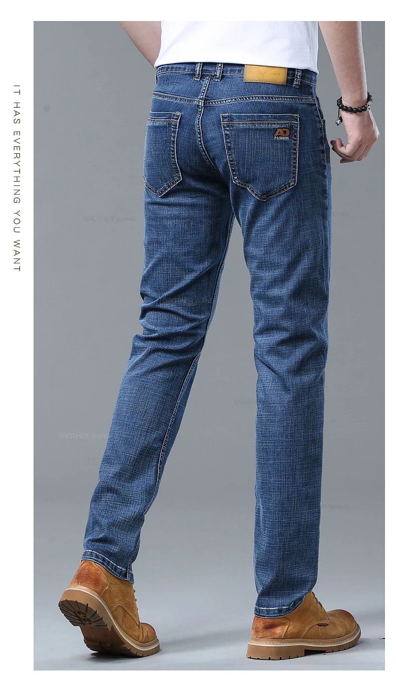 Men's Slim Jeans Denim Pants With Stretch Light Blue