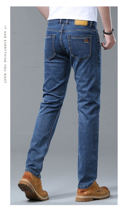 Men's Slim Jeans Denim Pants With Stretch Light Blue