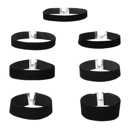 Gothic Velvet Choker Necklace Black 30 To 35 Cm Aluminium Alloy
