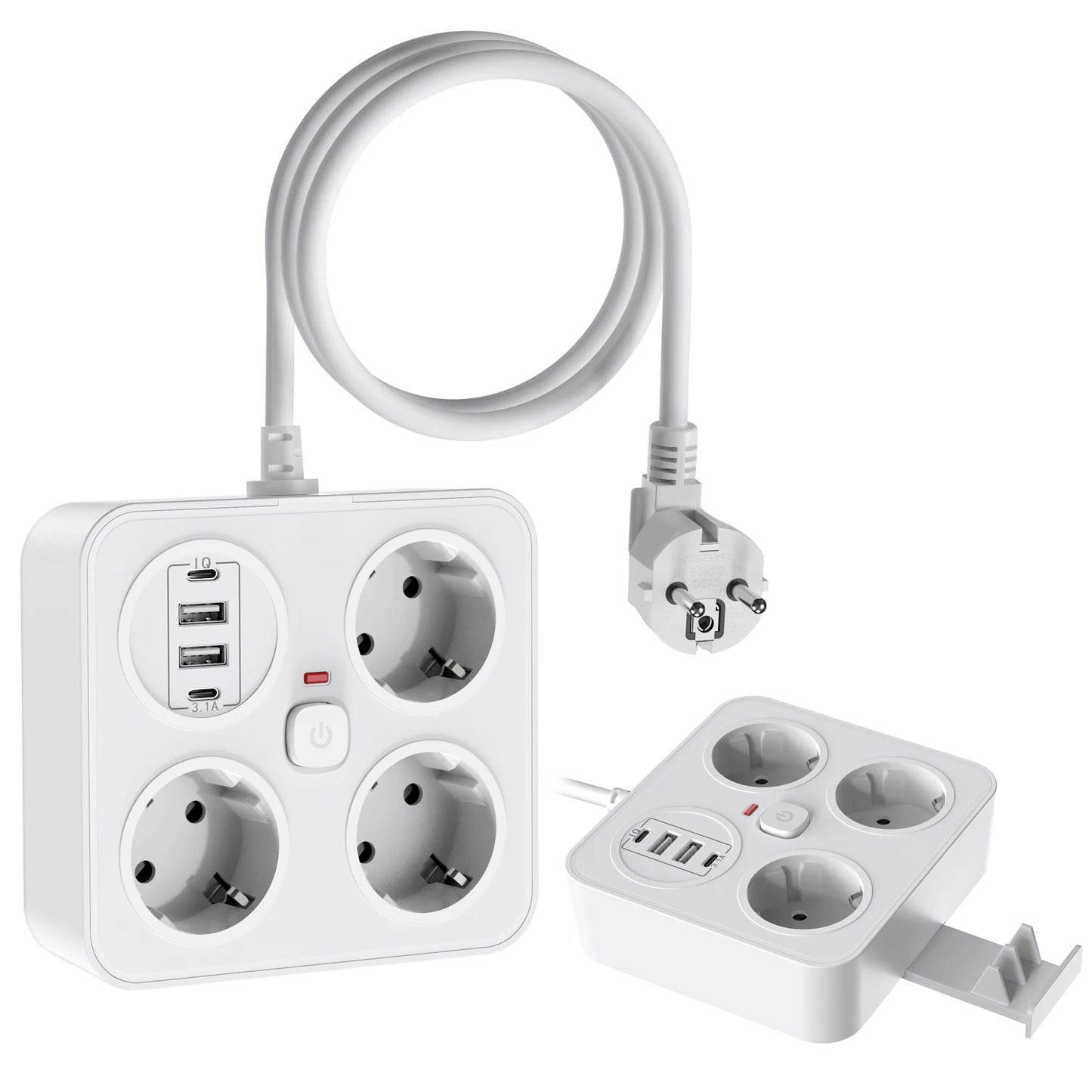 European plug extension cord power strip with 3AC+2USB-A+2USB-C with switch multi-contact socket 13A 250V 3250W surge protector