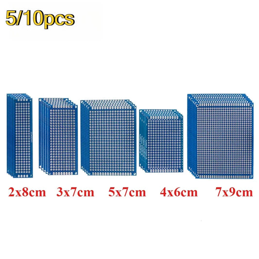 5/10PCS Double Sided PCB Prototype Board 2x8cm 3x7cm 4x6cm 5x7cm 7x9cm Blue Universal Printed Circuit Board DIY Electronic Kit