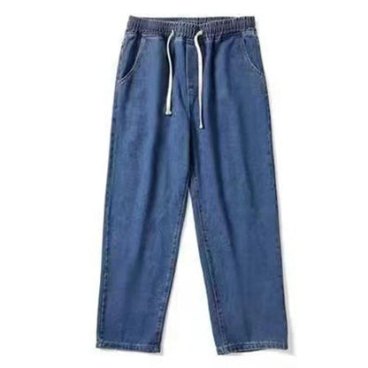 Men's Denim Cargo Jeans, Loose Wide-Leg, Casual Streetwear