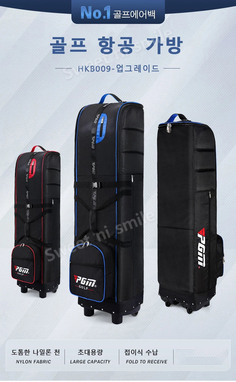 PGM Golf Travel Plane Bags with Wheel thicken Straps Foldable Golf Club Travel Cover for Airlines Golf Aviation Bag HKB009