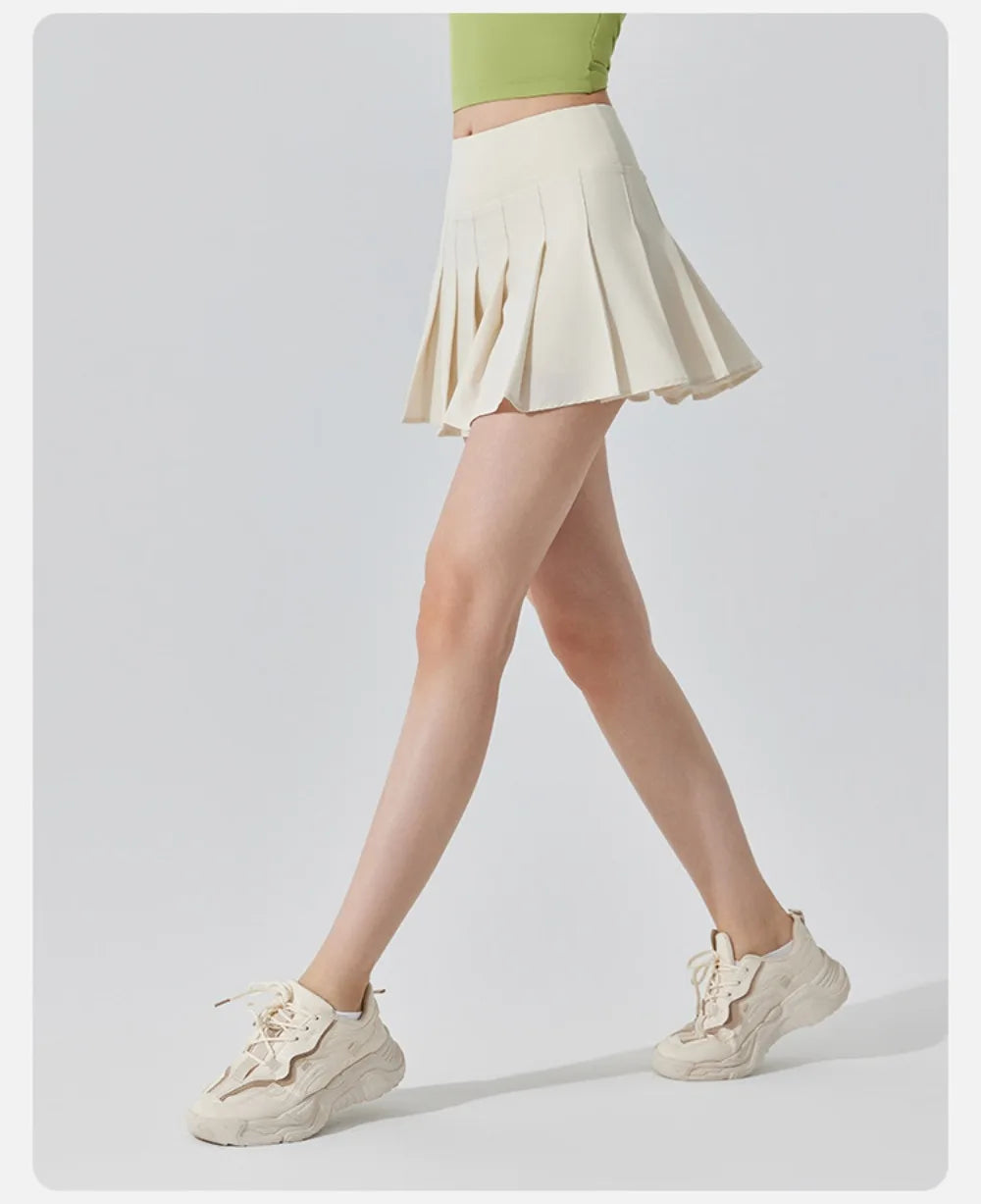 High Waist Slim Fit Pleated Skirt Running Sports Fitness Skirt Tennis Badminton Golf Short Skirt for Women
