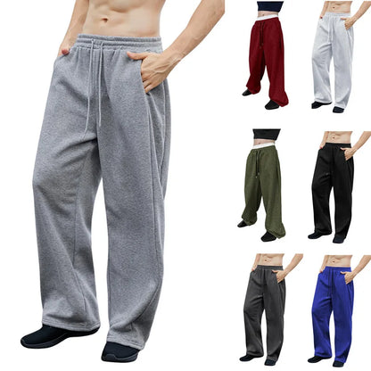 Men's Polyester Velvet Casual Pants Loose Wide Leg Autumn Winter