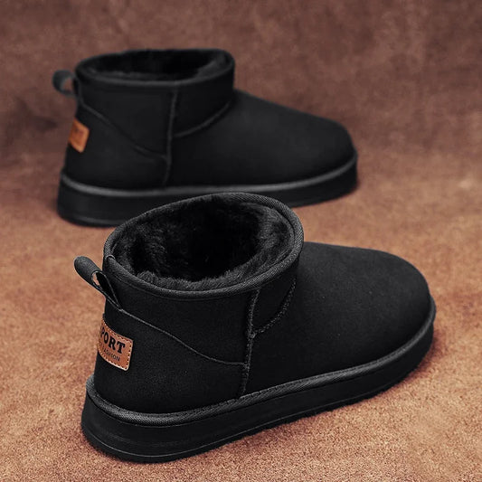 Men's Snow Boots Suede Leather Mid-Calf Slip-On 36-45