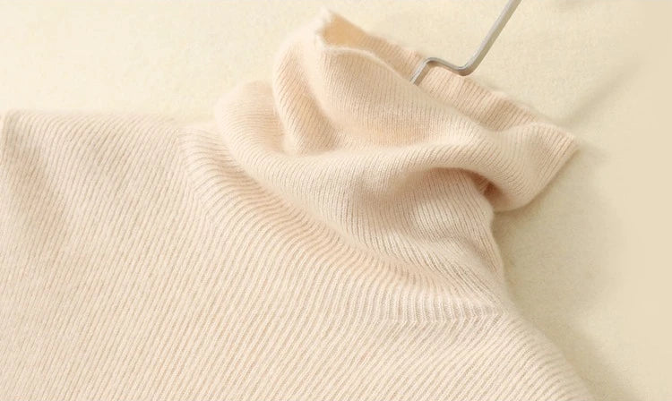 Women Long Sleeve Knitted Pullover Solid Casual Slim Sweater 2025 Autumn Winter Turtleneck Warm Jumper Simple Base Layer Top