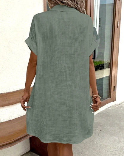 Women's Solid V-Neck Knee-Length Dress Three-Quarter Sleeves Polyester Jersey