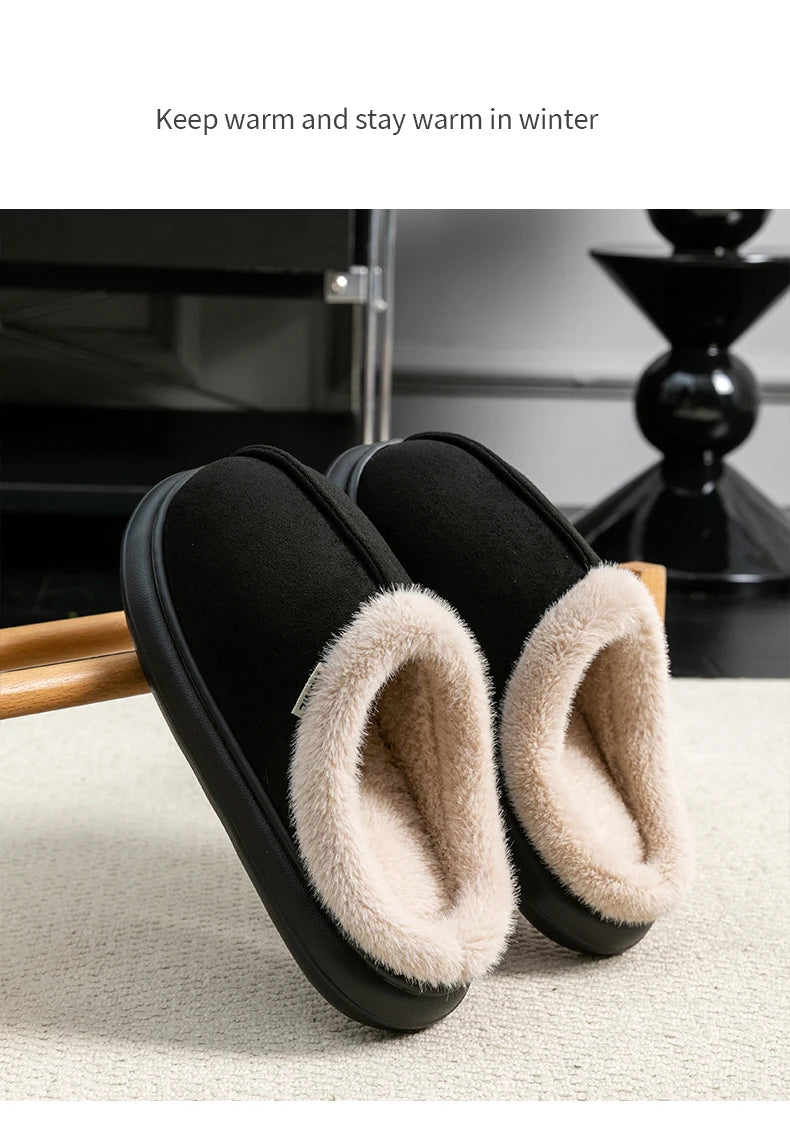 Autumn And Winter Men's Cotton Slippers Plush Warm Thick Home Wear Non-slip Wear-resistant Soft Bottom Comfortable Warm Shoes