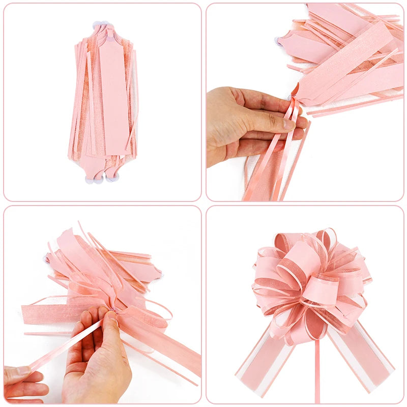 2/4/10Pcs Wedding Car Bow Ribbons Christmas Gift Wrap Packaging Decoration DIY Craft Flowers Birthday Party Supplies Valentines
