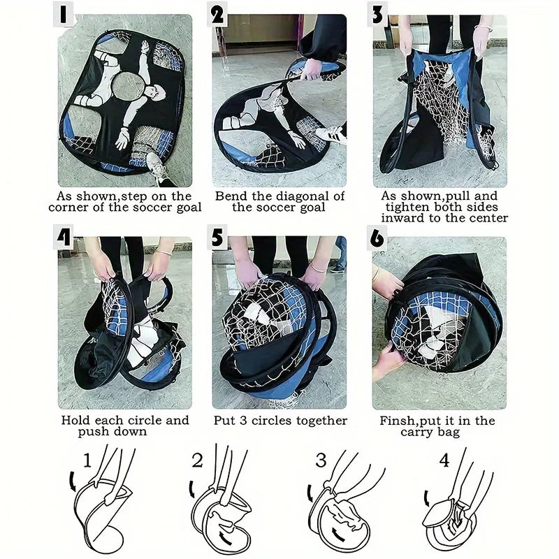 Portable folding soccer door, indoor and outdoor game goal net, outdoor soccer shooting practice