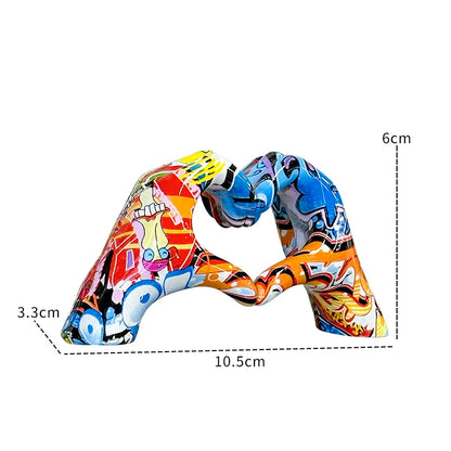 Resin Hand Heart Gesture Statue For Home Decoration Heart Shaped Valentine Gift