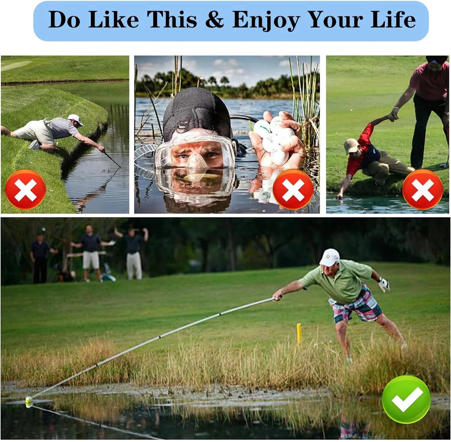 Golf Ball Retriever for Water Telescopic Portable Golf Ball Picker Steel Golf Ball Pick Up Grabber With Automatic Locking Scoop