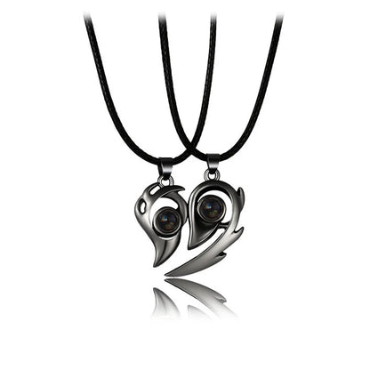 Heart ECG Pendant Necklace Stainless Steel And Zinc Alloy