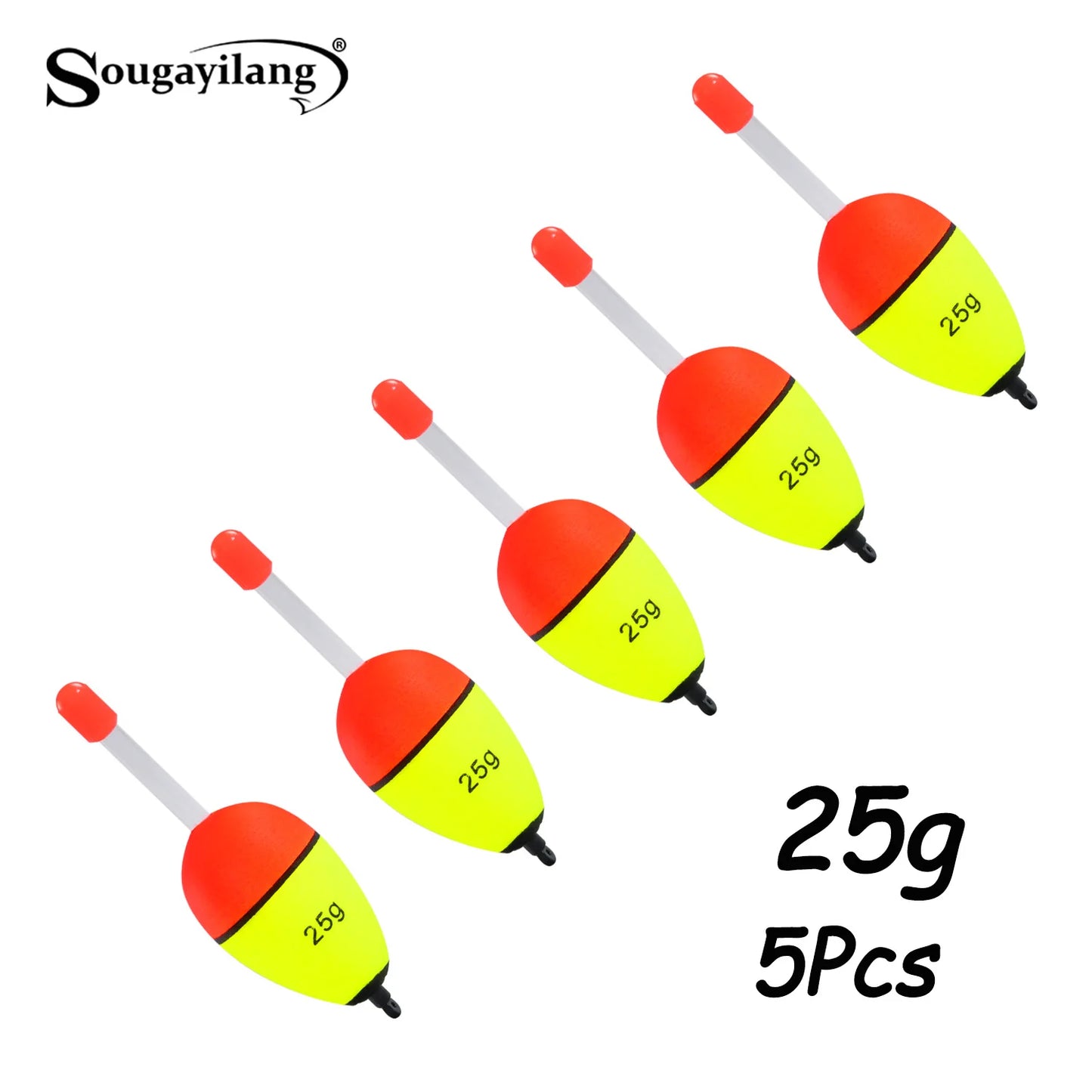 Sougayilang 5Pcs Night Light Fishing Buoy with High Visibility EVA Double Ribbon Big Belly Ball for Night Fishing and Long Throw