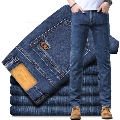 Men's Slim Jeans Denim Pants With Stretch Light Blue
