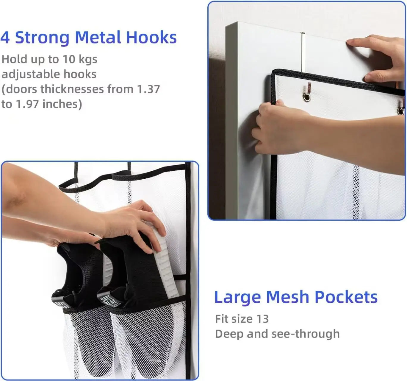 Over The Door Shoe Rack With12/14/24/28/35/40 Large Mesh Pockets Hanging Shoe Organizer For Closet Hanging Shoe Rack Holder