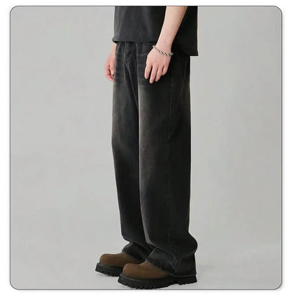 Four-Season Casual Jeans, Loose Wide-Leg Straight Fit