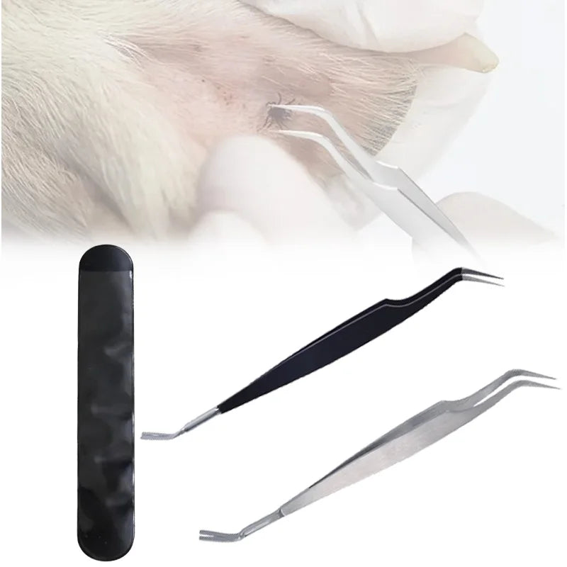 Tick Removal Tool for Pets Stainless Steel Pet Flea Removal Tool 2-in-1 Tick Removal Tool Professional Tick Removal Tweezers Dog