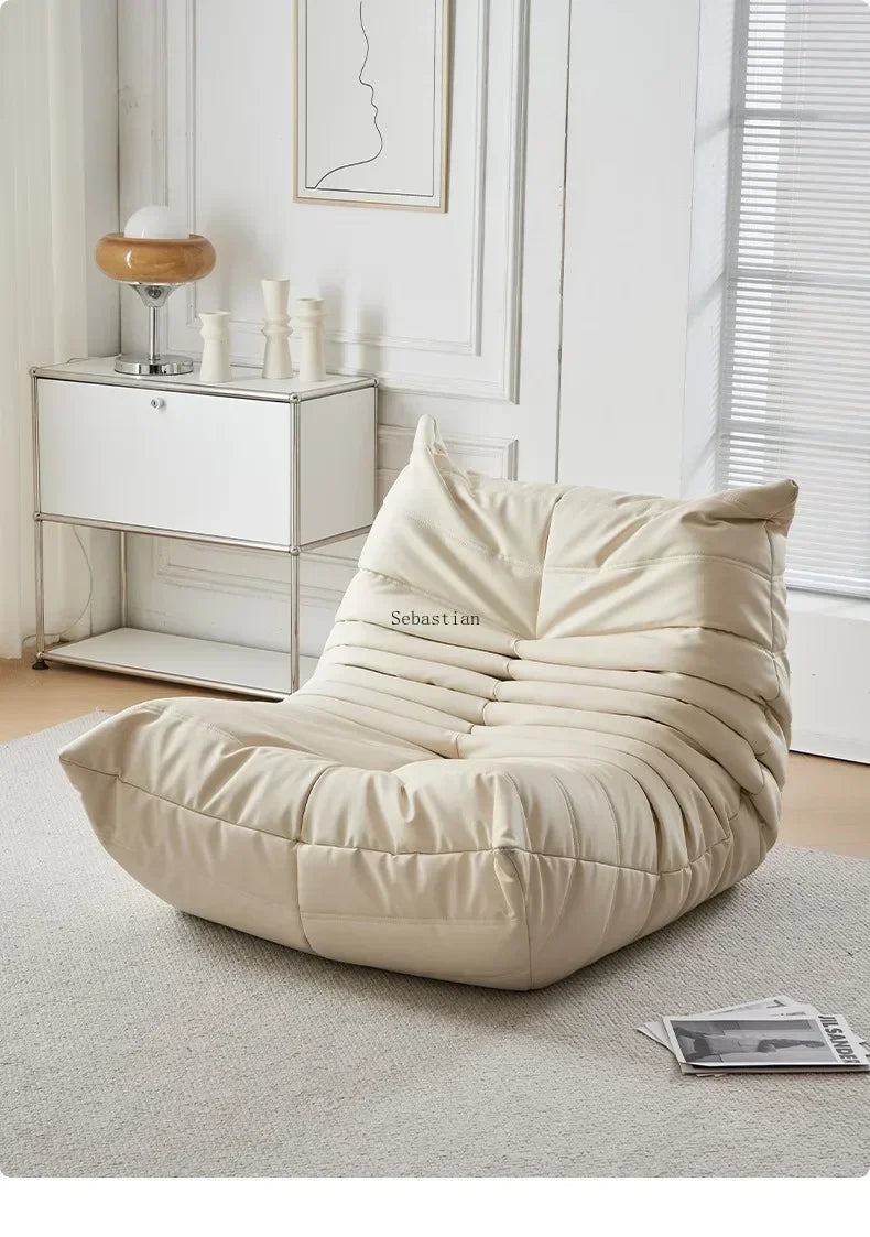 Single Casual Sofa Chair with Cat Scratch Leather Nordic Togo Lazy Caterpillar Sofa Bedroom Living Room Balcony Suede Sofa