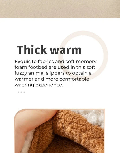 Mens Indoor Slippers Plush Lining Non Slip Sole Warm Winter Bear Design