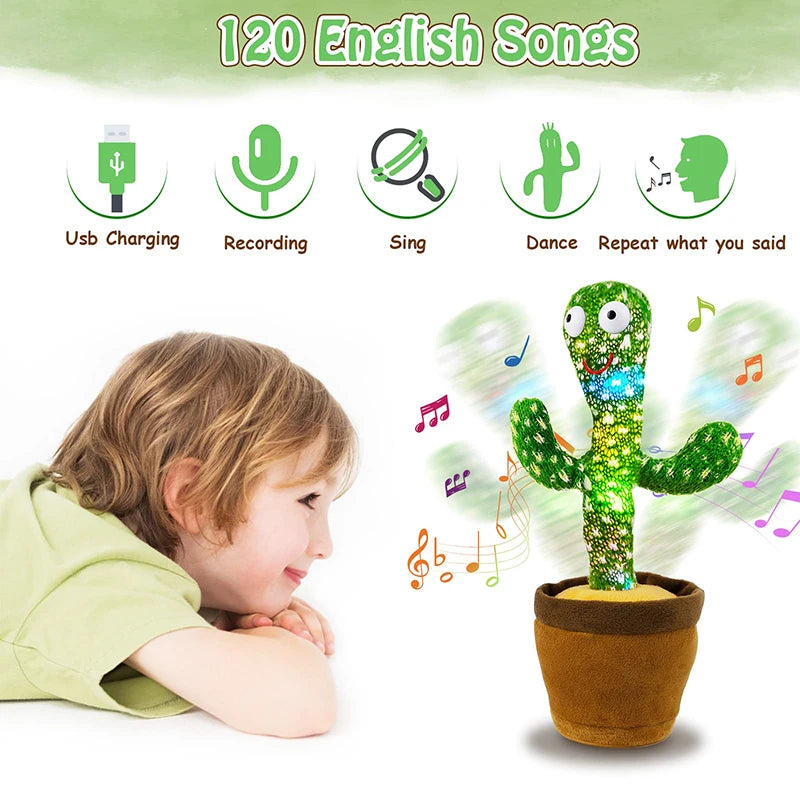 Interactive Dancing Talking Cactus Toy – Funny Plush Music & LED Toy for Kids Gifts & Home Decor