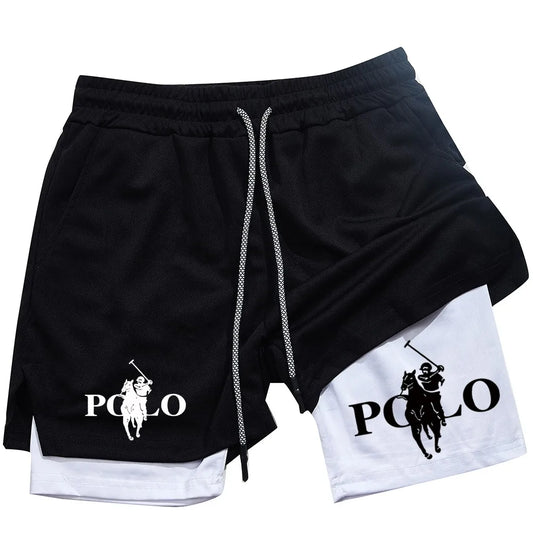 Men's anime double-layer shorts, sports printed multifunctional training fast drying jogging pants