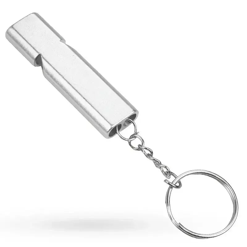 Flat Aluminum Alloy Dual Frequency Survival Whistle Double Tube Outdoor Survival Survival Whistle Equipment Equipped EDC Tool