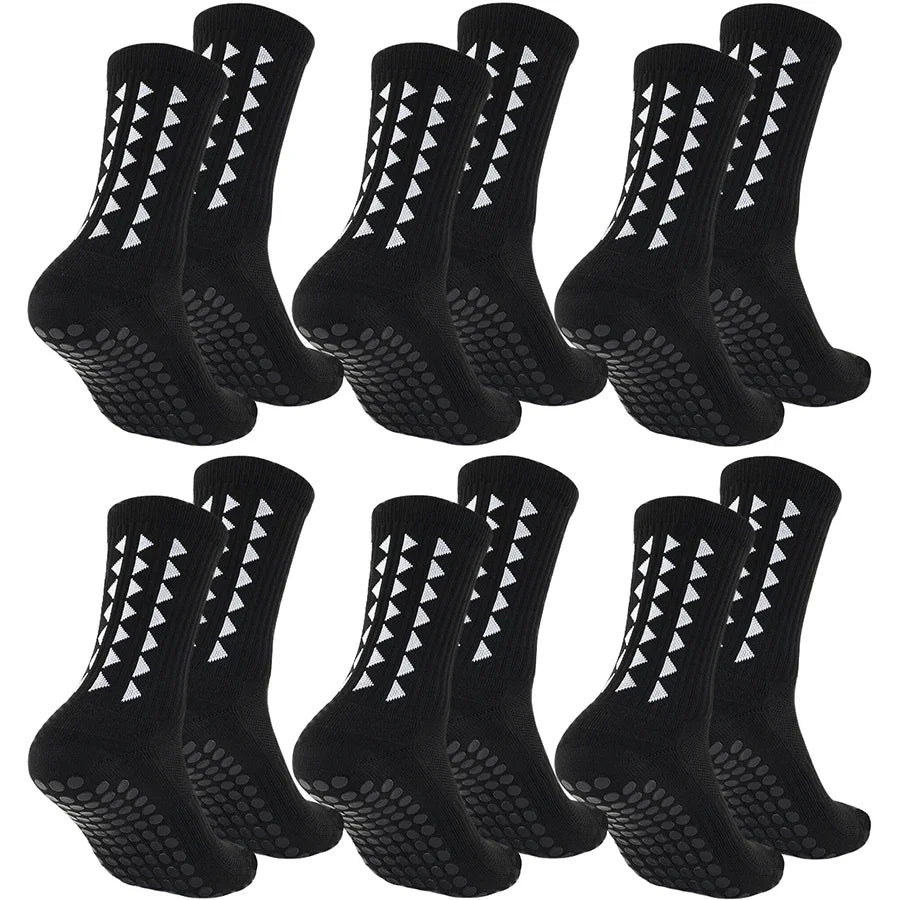 6 Pairs Multi-Sport Grip Socks, Towel Bottom Anti-Slip for Football Running Gym, Mens Womens Athletic Socks Set, Men Socks