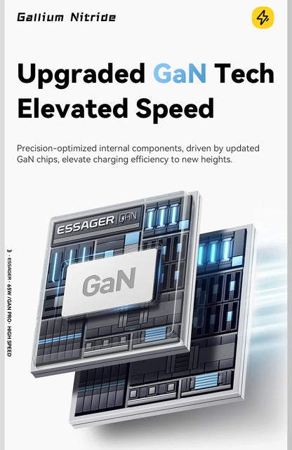 65W GaN USB C Charger With Retractable Cable PD Fast Charging