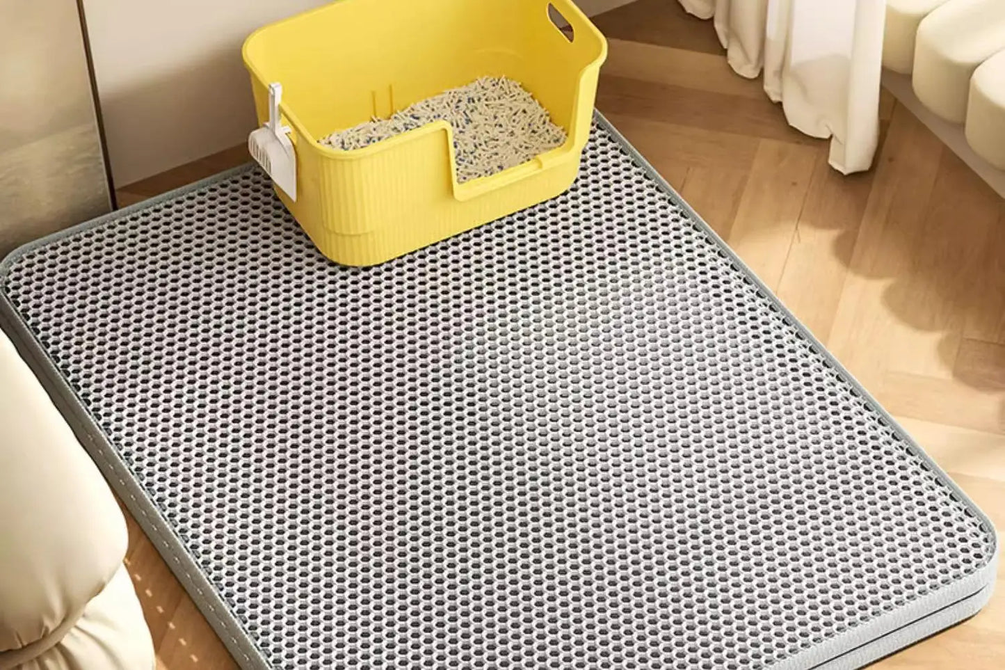 Extra Large Waterproof Cat Litter Mat – Non-Slip, Washable