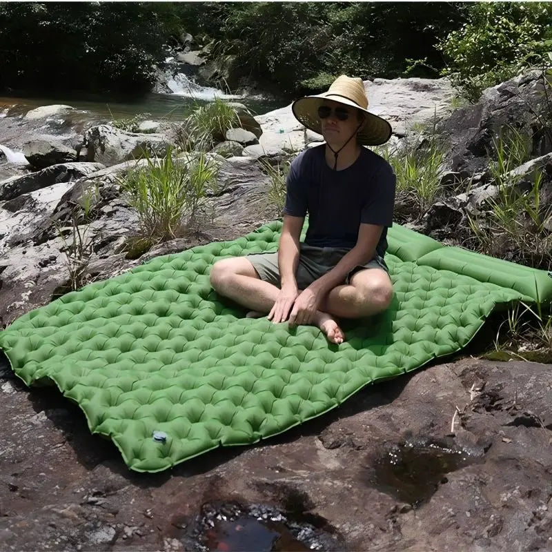 Hot Sale! 2025 Upgrade! Double Air Mattress Camping Blow Up Bed w/Built-in Pump Waterproof Portable Thickened for Outdoor Travel