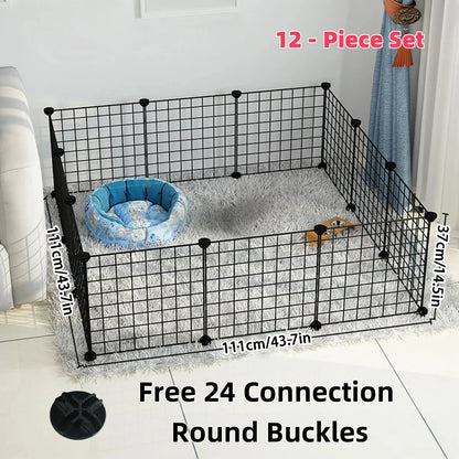 Pet Fence Panels 35x35 Cm Iron Wire Mesh Black With Universal Connectors