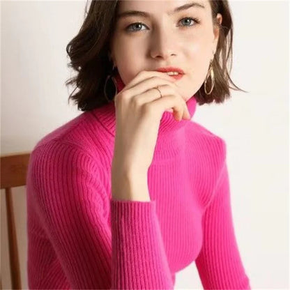 Sweater For Women Knitted Ribbed Turtleneck Long Sleeve Pullover